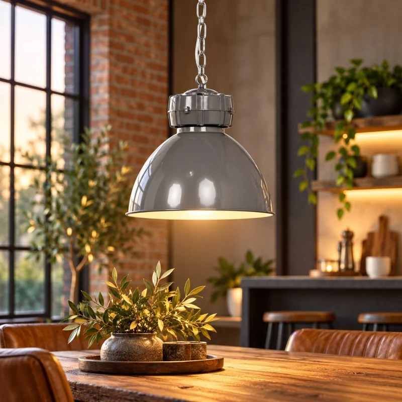 Metall Hängeleuchte BJÖRN D47cm Grau Industrie-Look