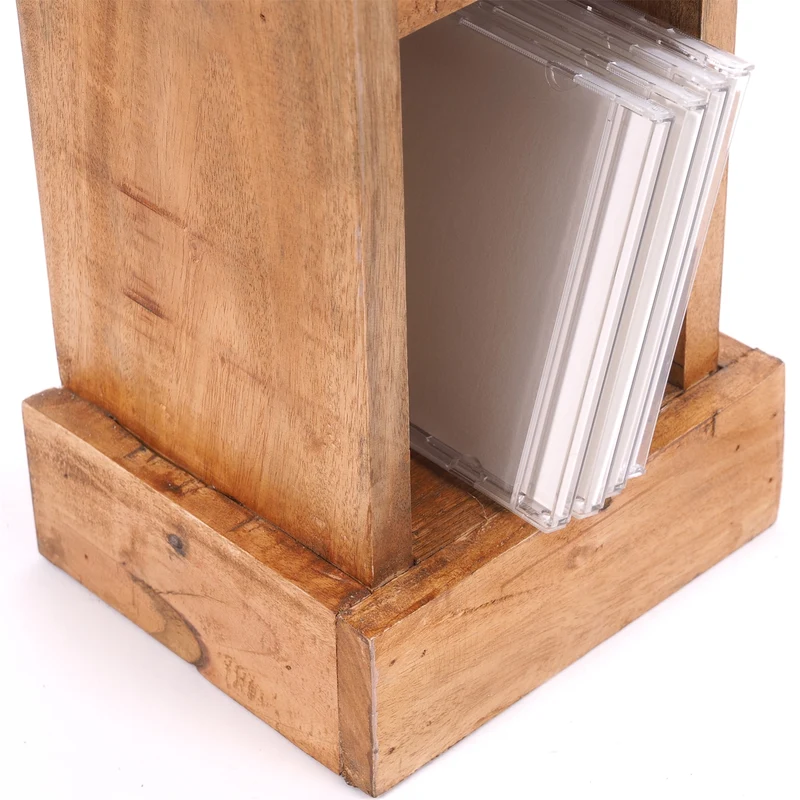 HOLZ CD REGAL "CD TOWER" | 76cm(H), Holzregal, CD Rack mit 4 Fächern | Farbe: 08 honigfarben gewachst