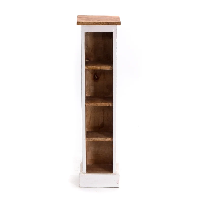HOLZ CD REGAL "CD TOWER" | 76cm(H), Holzregal, CD Rack mit 4 Fächern | Farbe: 06 weiß-landhaus