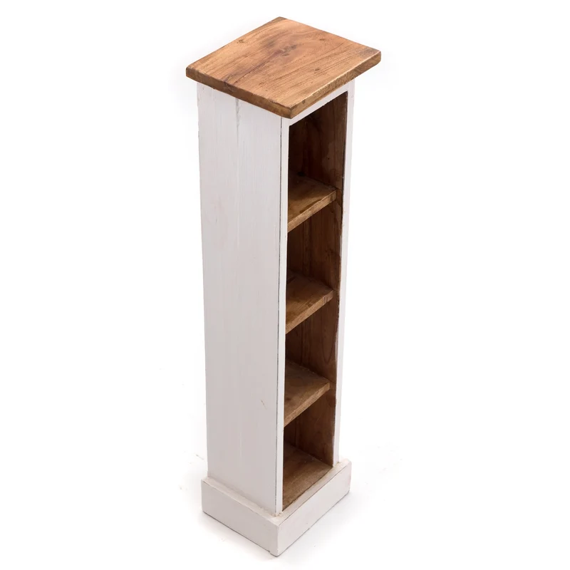 HOLZ CD REGAL "CD TOWER" | 76cm(H), Holzregal, CD Rack mit 4 Fächern | Farbe: 06 weiß-landhaus