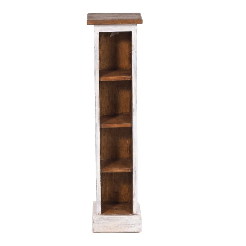 HOLZ CD REGAL "CD TOWER" | 76cm(H), Holzregal, CD Rack mit 4 Fächern | Farbe: 05 weiß-natur