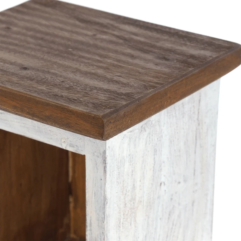 HOLZ CD REGAL "CD TOWER" | 76cm(H), Holzregal, CD Rack mit 4 Fächern | Farbe: 05 weiß-natur