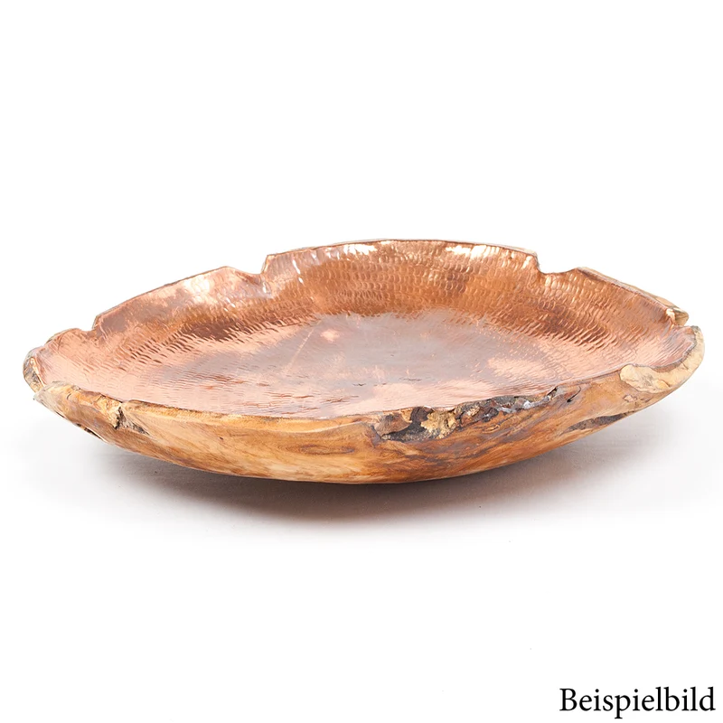 Teak & Kupfer Deko-Schale TEMBAGA-Four ca. 50cm Natural