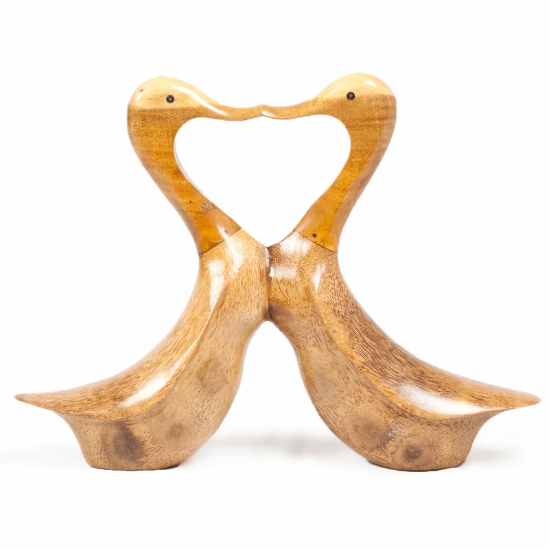 Deko-Figur DUCK LOVE 35cm Bambus / Teak Natural Holz Handarbeit