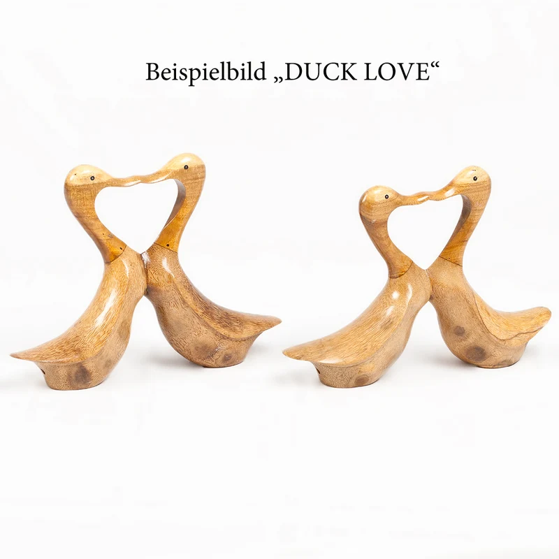 Deko-Figur DUCK LOVE 35cm Bambus / Teak Natural Holz Handarbeit