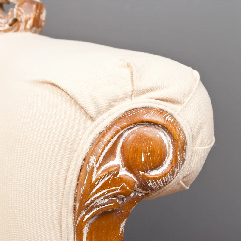 Sessel KARMA Teak Stoffbezug White Wash / Creme