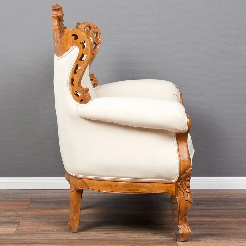 Sessel KARMA Teak & Stoffbezug Natural / Creme