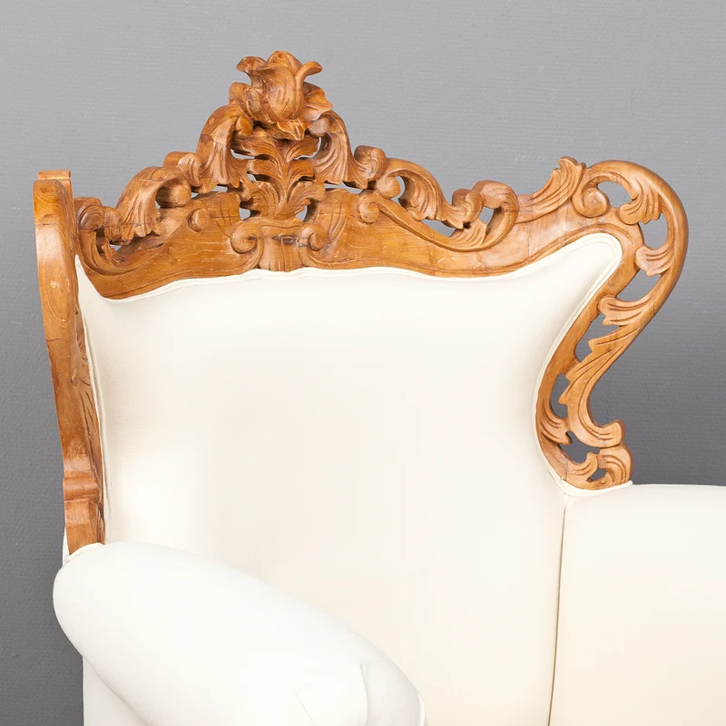 Sessel KARMA Teak & Stoffbezug Natural / Creme
