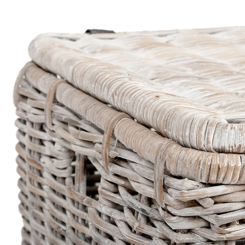 Rattan Truhe RESSY White Wash ca.70cm Couchtisch