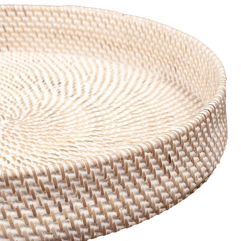 Traditionelles Tablett LOMBOK aus Ketak White Wash 30cm Handarbeit