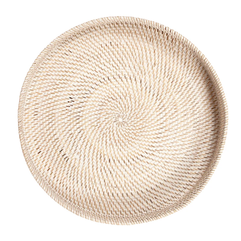Traditionelles Tablett LOMBOK aus Ketak White Wash 40cm Handarbeit