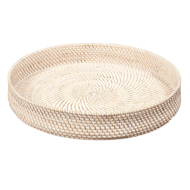 Traditionelles Tablett LOMBOK aus Ketak White Wash 50cm Handarbeit