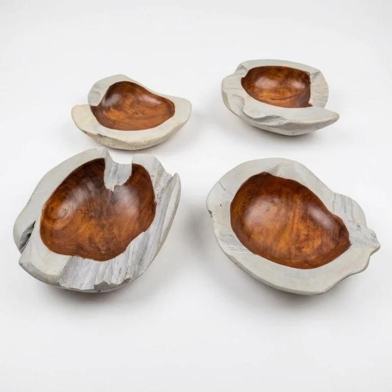Teak Schale PREMIUM BOWL White Wash D30cm