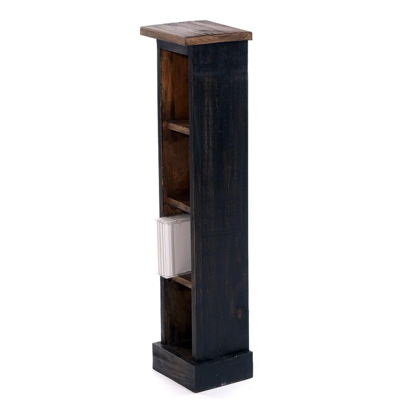 HOLZ CD REGAL "CD TOWER" | 76cm(H), Holzregal, CD Rack mit 4 Fächern | Farbe: 04 schwarz-natur