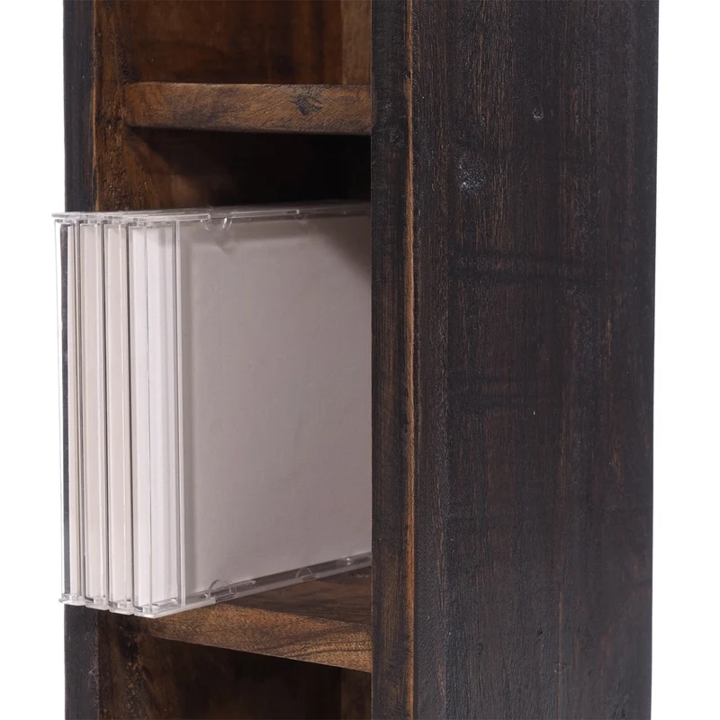 HOLZ CD REGAL "CD TOWER" | 76cm(H), Holzregal, CD Rack mit 4 Fächern | Farbe: 04 schwarz-natur