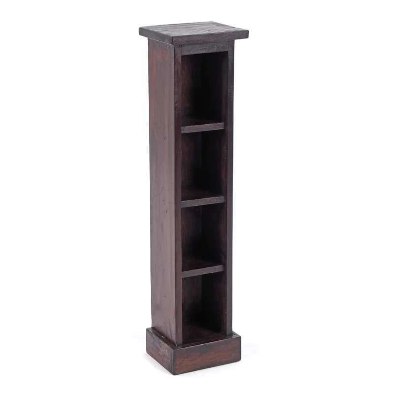 HOLZ CD REGAL "CD TOWER" | 76cm(H), Holzregal, CD Rack mit 4 Fächern | Farbe: 03 dunkelbraun