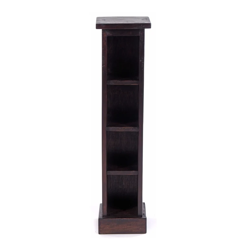 HOLZ CD REGAL "CD TOWER" | 76cm(H), Holzregal, CD Rack mit 4 Fächern | Farbe: 03 dunkelbraun