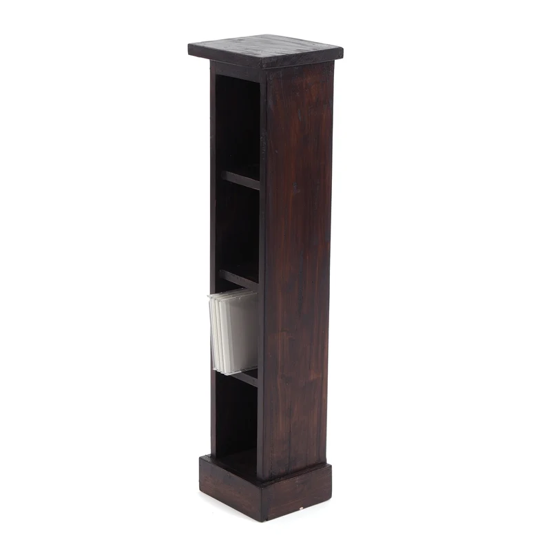 HOLZ CD REGAL "CD TOWER" | 76cm(H), Holzregal, CD Rack mit 4 Fächern | Farbe: 03 dunkelbraun