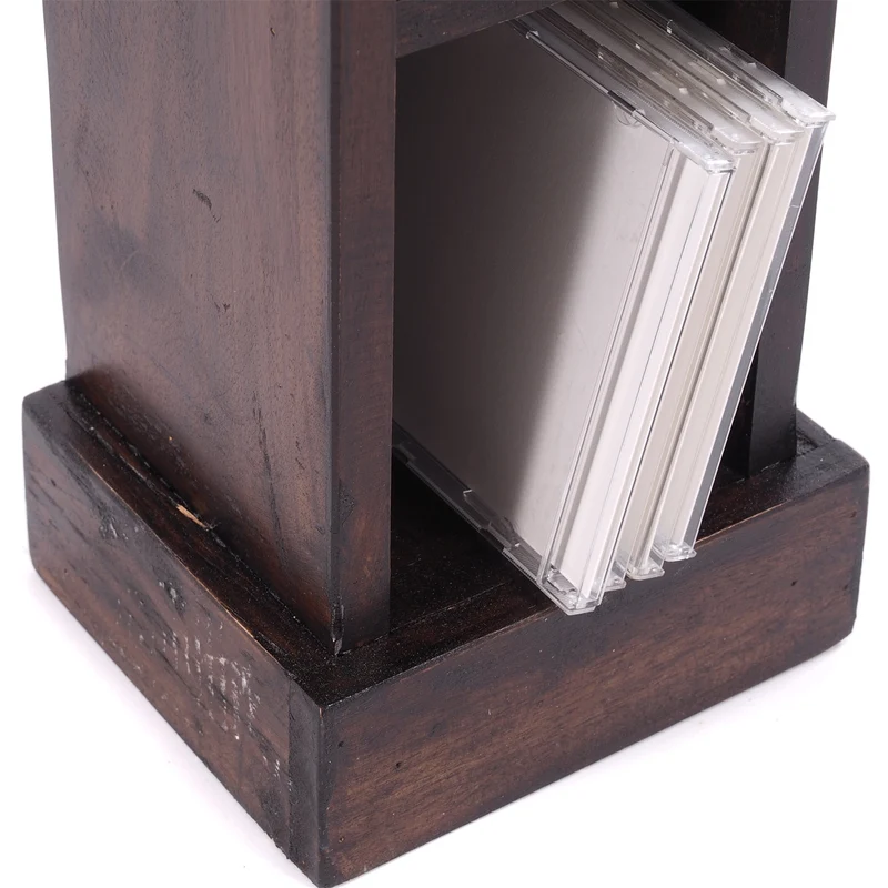 HOLZ CD REGAL "CD TOWER" | 76cm(H), Holzregal, CD Rack mit 4 Fächern | Farbe: 03 dunkelbraun