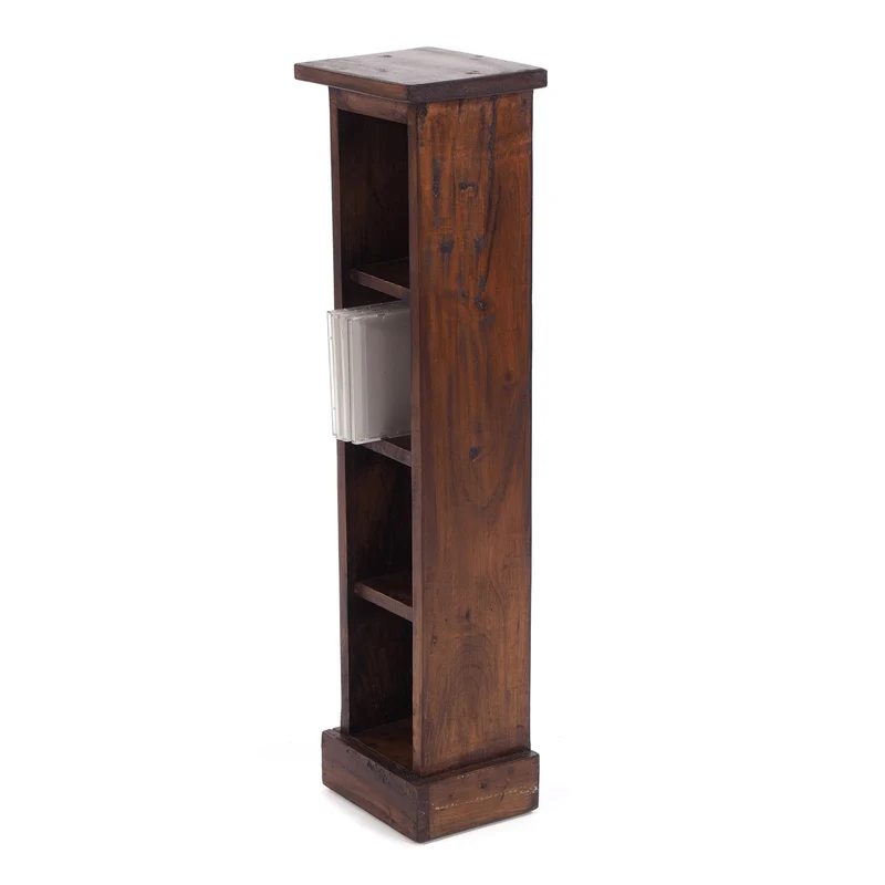 HOLZ CD REGAL "CD TOWER" | 76cm(H), Holzregal, CD Rack mit 4 Fächern | Farbe: 02 hellbraun