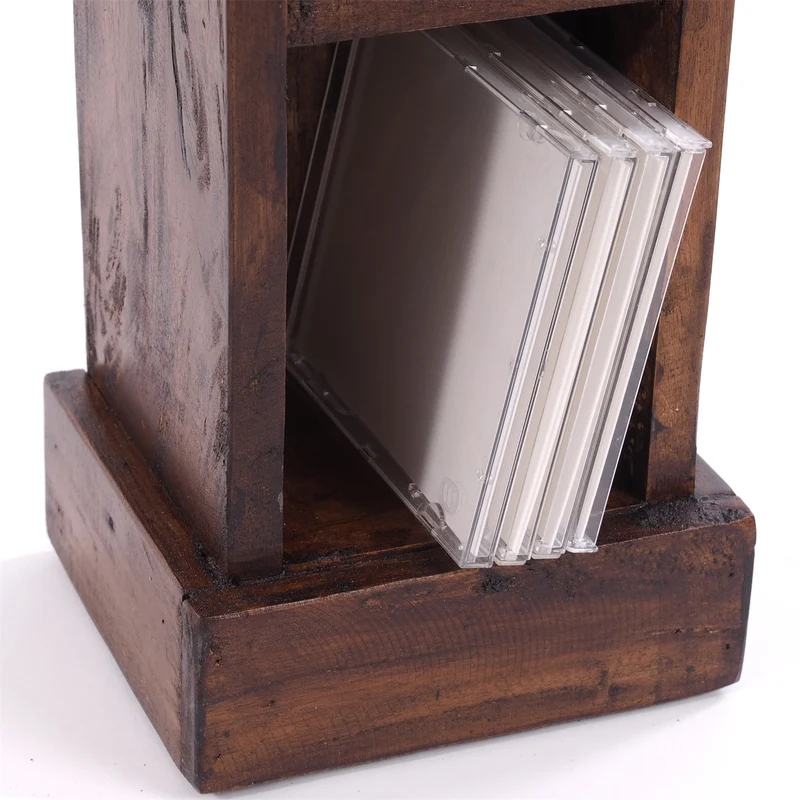 HOLZ CD REGAL "CD TOWER" | 76cm(H), Holzregal, CD Rack mit 4 Fächern | Farbe: 02 hellbraun