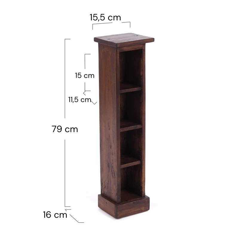 HOLZ CD REGAL "CD TOWER" | 76cm(H), Holzregal, CD Rack mit 4 Fächern | Farbe: 02 hellbraun