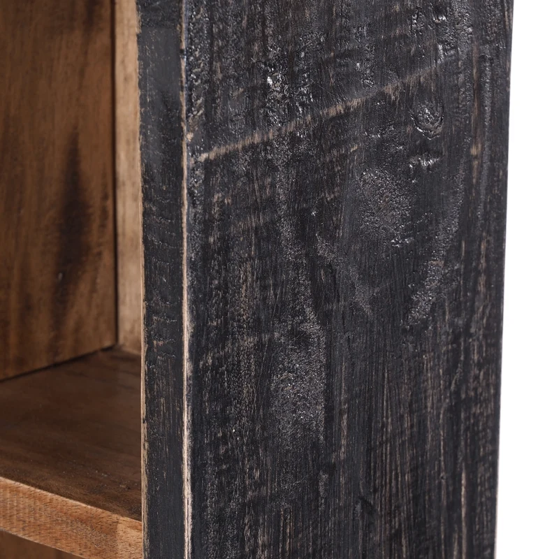 RUSTIKALES CD & BÜCHERREGAL NATURE | 94x36cm(HxB) Holzregal 10 Fächer | Farbe: 04 schwarz-natur