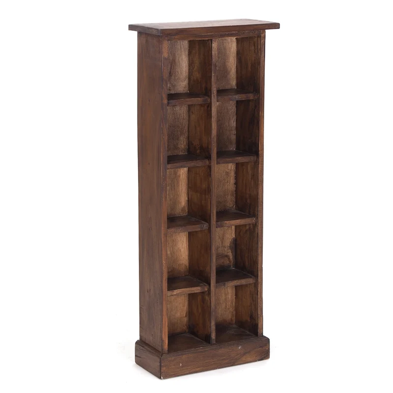 RUSTIKALES CD & BÜCHERREGAL NATURE | 94x36cm(HxB) Holzregal 10 Fächer | Farbe: 03 dunkelbraun
