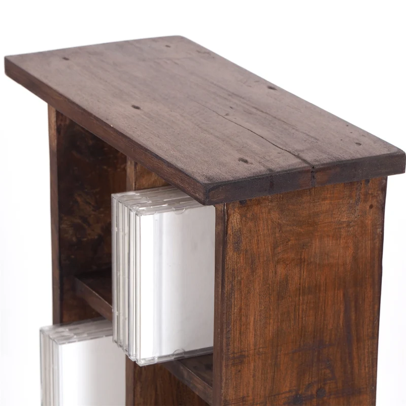 RUSTIKALES CD & BÜCHERREGAL NATURE | 94x36cm(HxB) Holzregal 10 Fächer | Farbe: 03 dunkelbraun