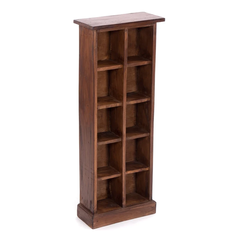 RUSTIKALES CD & BÜCHERREGAL NATURE | 94x36cm(HxB) Holzregal 10 Fächer | Farbe: 02 hellbraun