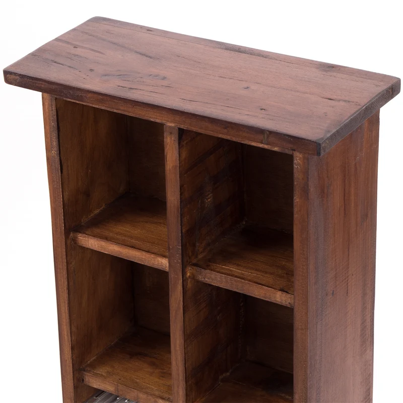 RUSTIKALES CD & BÜCHERREGAL NATURE | 94x36cm(HxB) Holzregal 10 Fächer | Farbe: 02 hellbraun