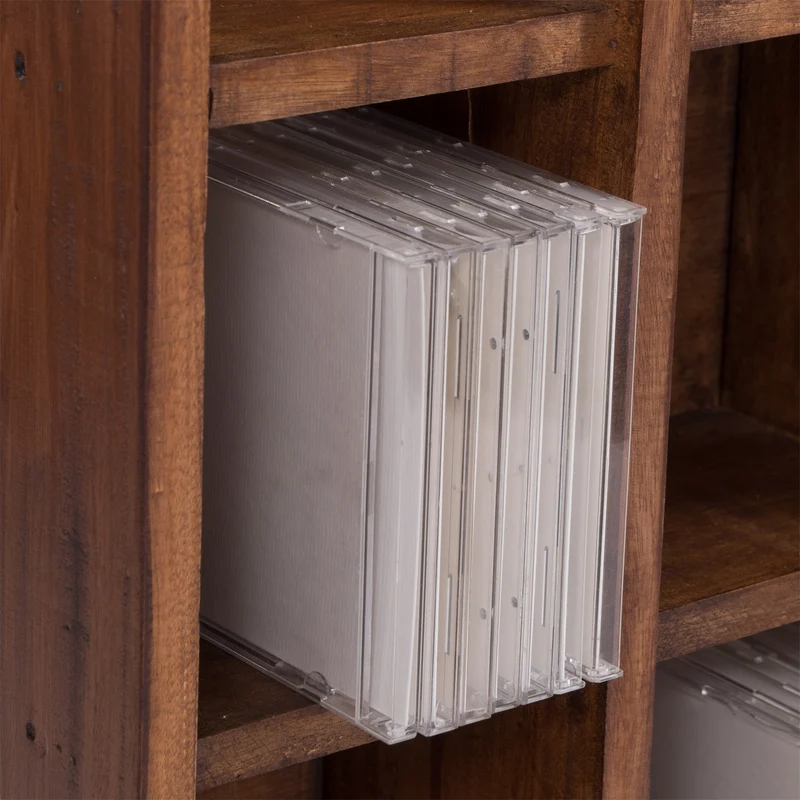 RUSTIKALES CD & BÜCHERREGAL NATURE | 94x36cm(HxB) Holzregal 10 Fächer | Farbe: 02 hellbraun