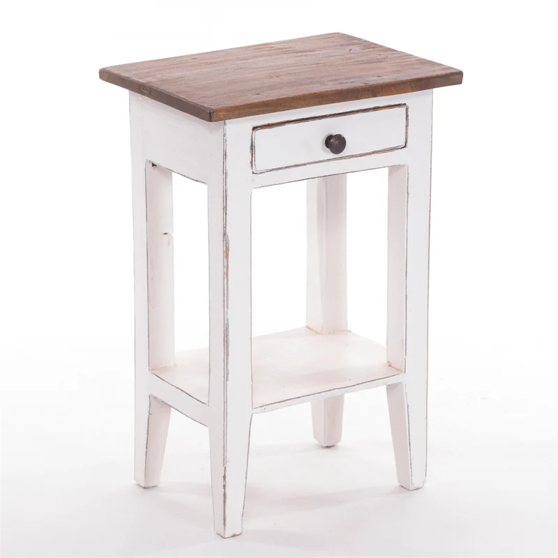 Telefontisch PLANTA | 52x34cm (HxB), Nachtschrank mit Schublade | Farbe: 06 weiß-landhaus