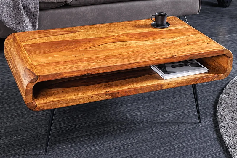 Puristischer Massivholz Couchtisch ALINO 90cm natural