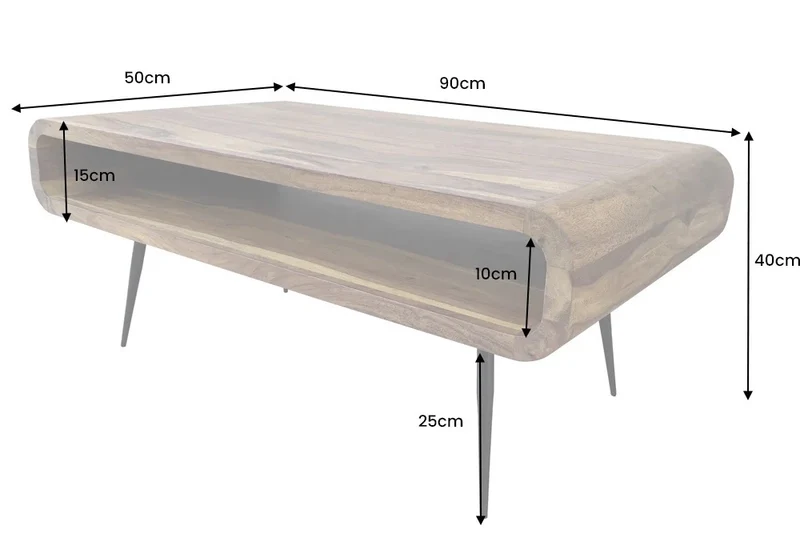 Puristischer Massivholz Couchtisch ALINO 90cm natural