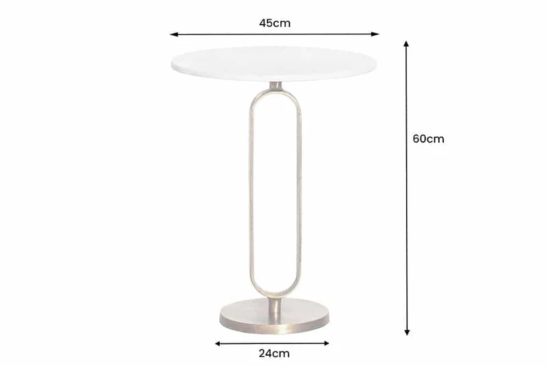 Eleganter Beistelltisch GRACE 60cm Marmor weiss Metall gold-antik