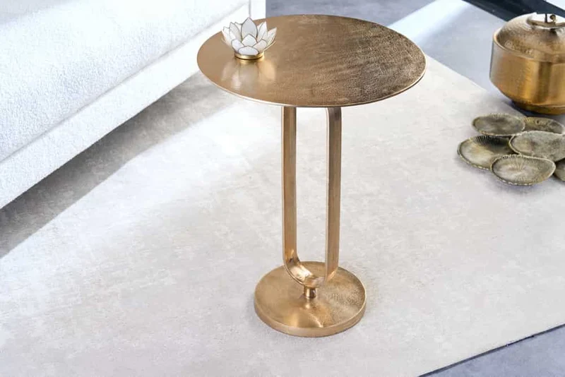 Eleganter Aluminium Beistelltisch GRACE 45x60cm gold Handarbeit