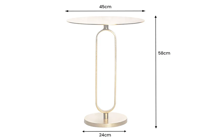 Eleganter Aluminium Beistelltisch GRACE 45x60cm gold Handarbeit