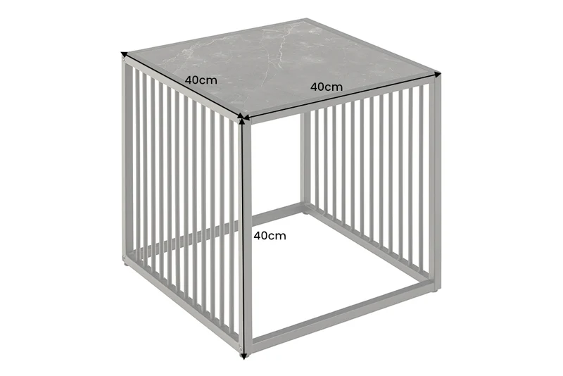 Moderner Beistelltisch STRIVE 40cm Marmor-Look Industrielles Design