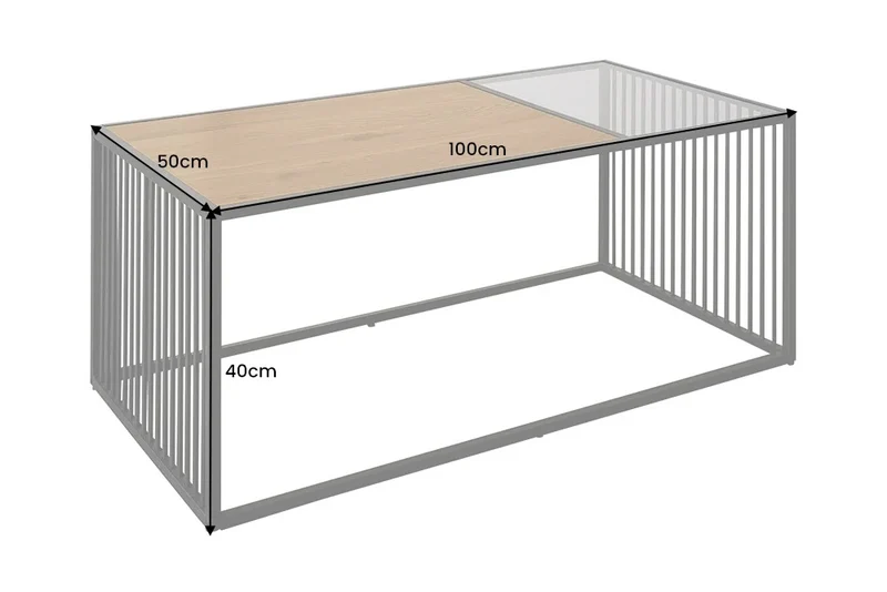 Moderner Couchtisch STRIVE 100cm Eiche-Look Industrielles Design