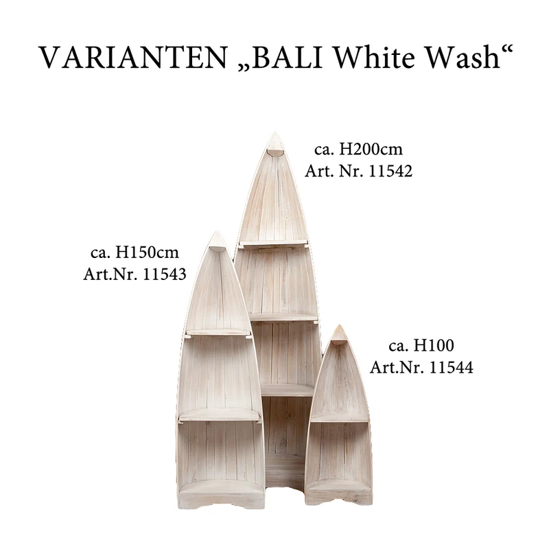 Bootsregal BALI White Wash Albasia ca. H100cm