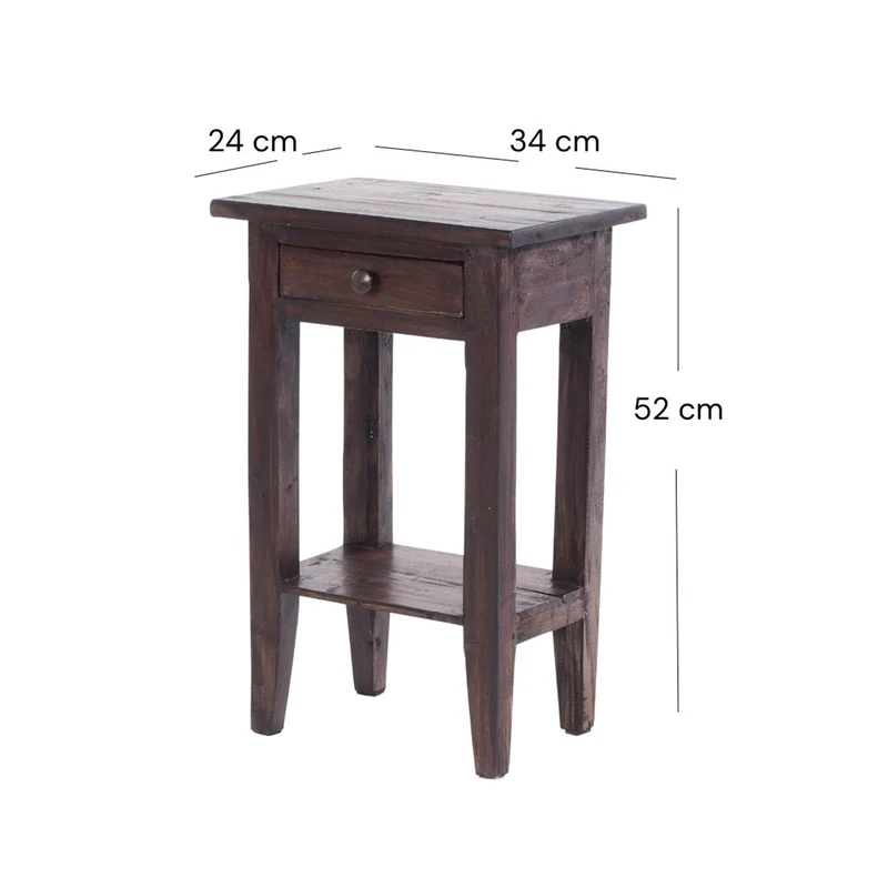 Telefontisch PLANTA | 52x34cm (HxB), Nachtschrank mit Schublade | Farbe: 03 dunkelbraun