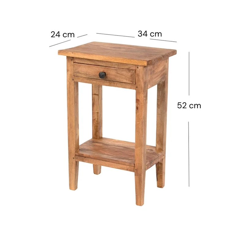 Telefontisch PLANTA | 52x34cm (HxB), Nachtschrank mit Schublade | Farbe: 02 hellbraun