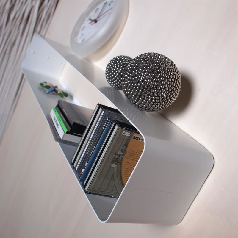 LOUNGE DESIGN CD REGAL "CUBE" | 80cm, Metall | für ca 70 CDs | Farbe: weiß