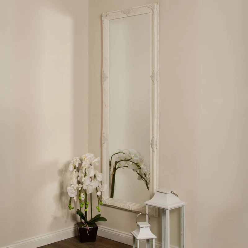 Stilvoller Spiegel GRANDE 190x65cm antik-weiss Barockstil Facette