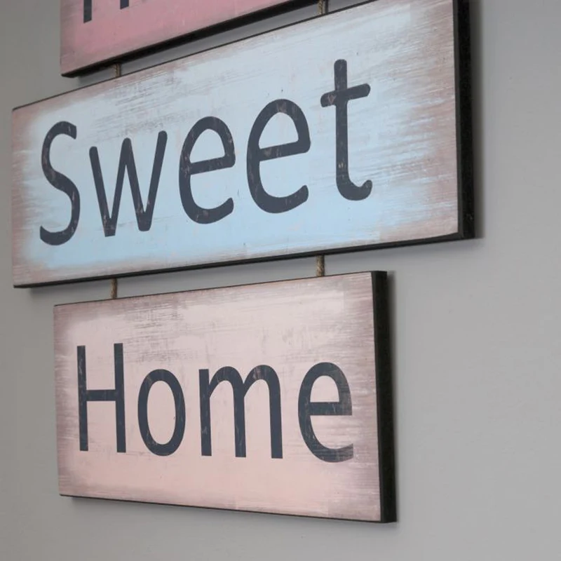 Antik Holzschild HOME SWEET HOME 3-teilig