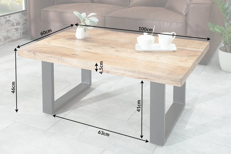 Massiver Couchtisch ARTE 100cm natural Mango-Holz