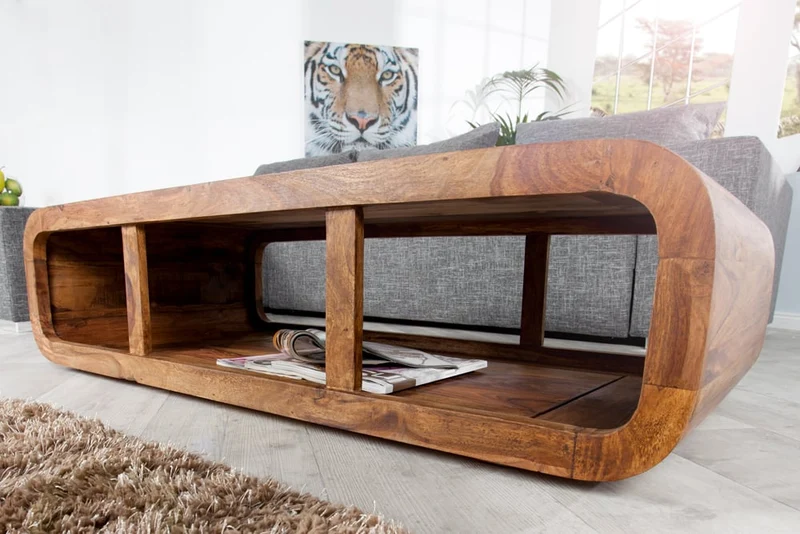Puristischer Couchtisch MOHIT 100x50cm Palisander Massivholz