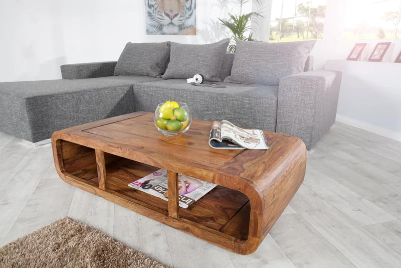 Puristischer Couchtisch MOHIT 100x50cm Palisander Massivholz
