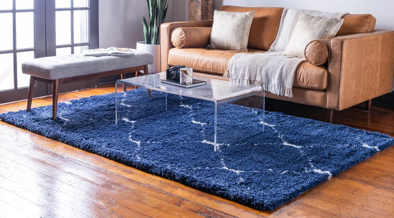 Teppich MARA Shaggy Rechteckig Dunkel-Marineblau 150x245 cm